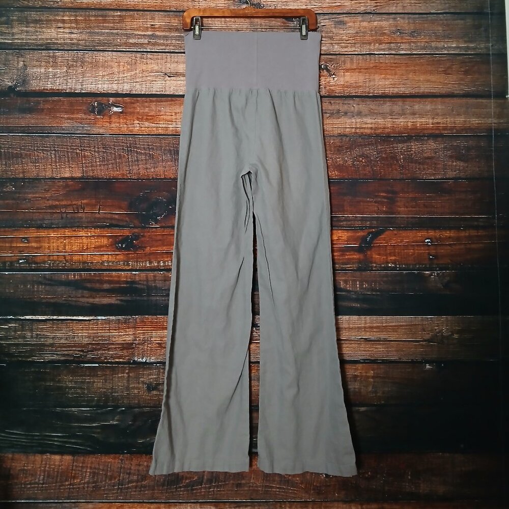 Just Living Pants M Wide Leg Gray Linen Rayon Blend Pull On Foldover Waist - Picture 3 of 7